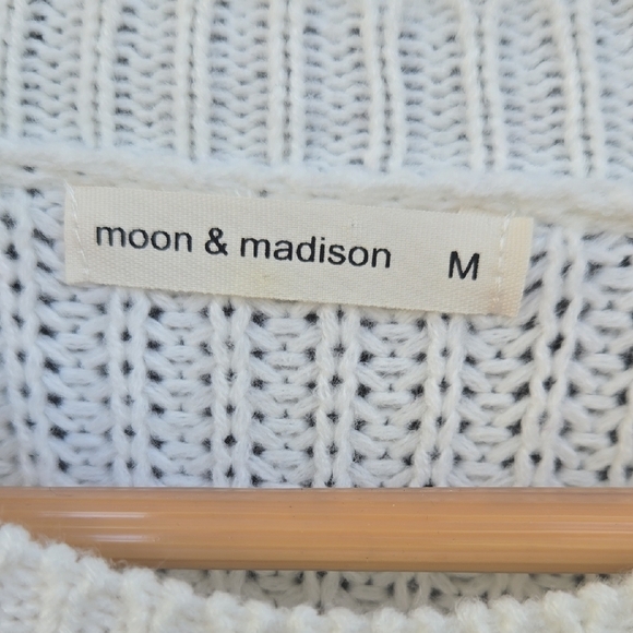 Moon & Madison Striped Purple and White Women's Sweater - Picture 2 of 4